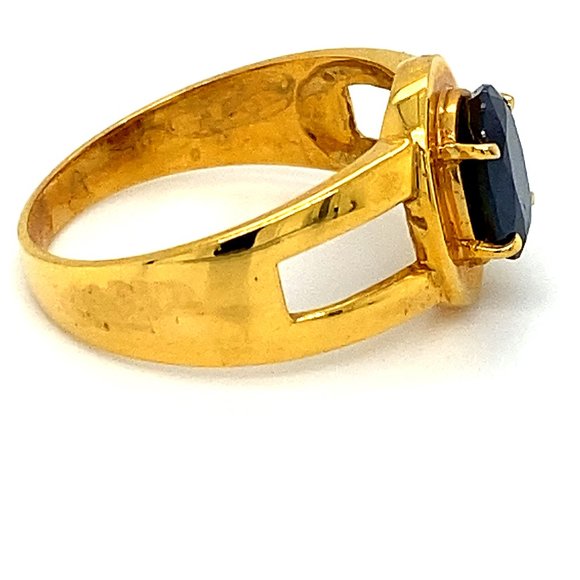 Royal Blue Sapphire 2.06ct Solid 21K Gold Ring - Picture 3 of 6